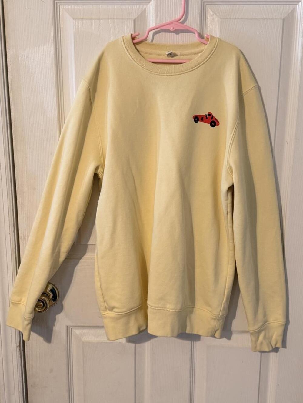 Wituka "The Land of Dreams" Organic Cotton Race Car Butter Yellow Sweatshirt